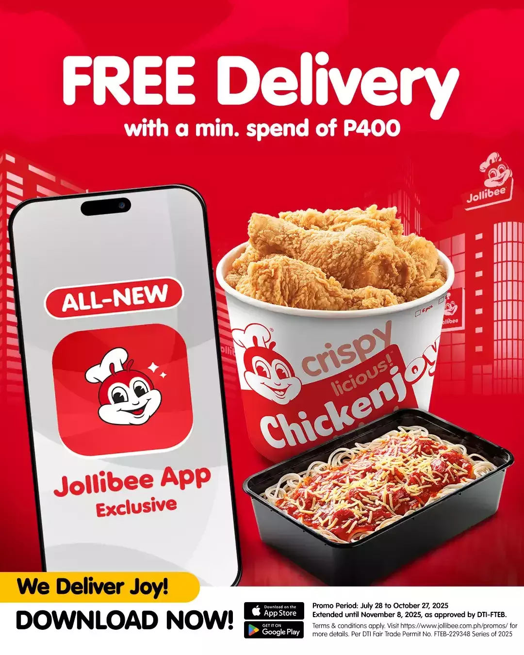 Get Free Delivery on the Jollibee App
